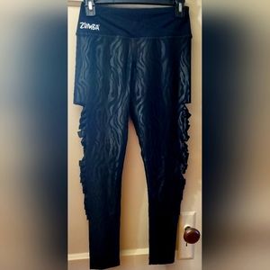 Zumba Wear black animal print with cutouts leggings